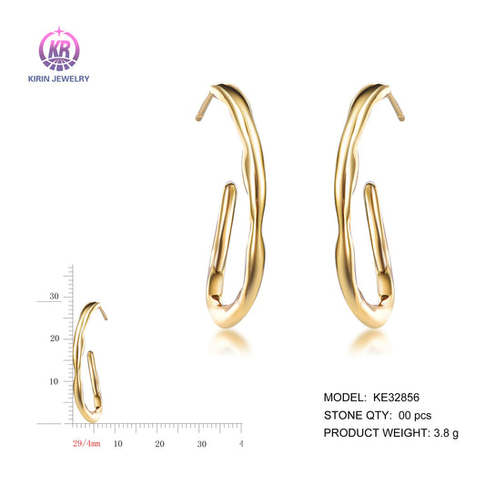 925 silver earrings with 14K gold plating KE32856 Kirin Jewelry