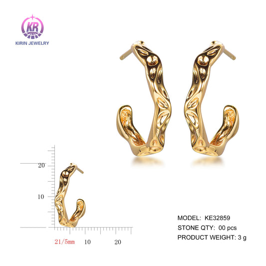 925 silver earrings with 14K gold plating KE32859 Kirin Jewelry