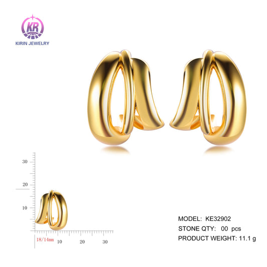 925 silver earrings with 14K gold plating KE32902 Kirin Jewelry