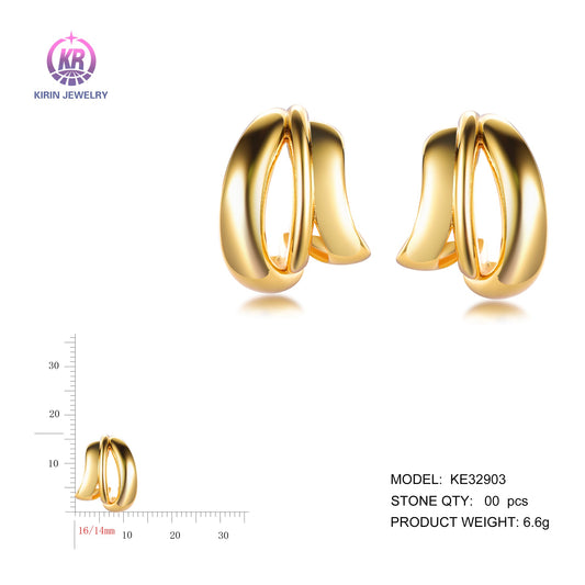 925 silver earrings with 14K gold plating KE32903 Kirin Jewelry