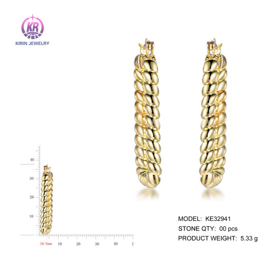 925 silver earrings with 14K gold plating KE32941 Kirin Jewelry