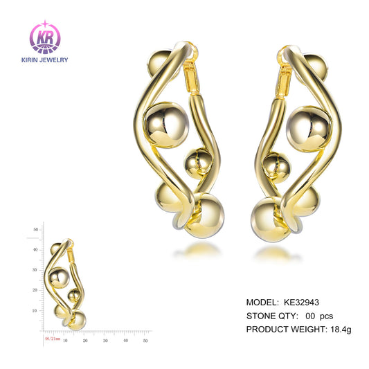 925 silver earrings with 14K gold plating KE32943 Kirin Jewelry