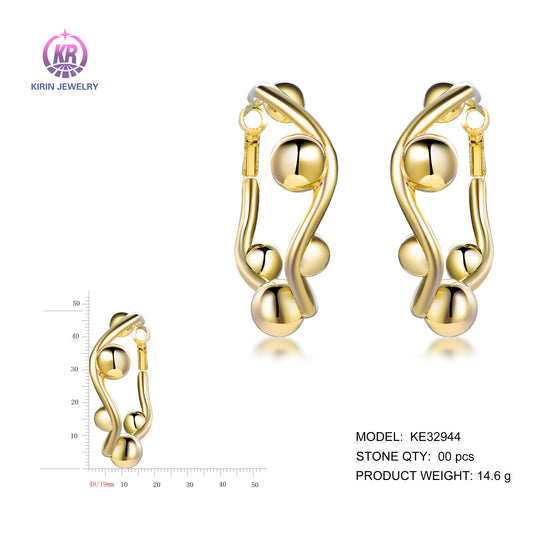 925 silver earrings with 14K gold plating KE32944 Kirin Jewelry