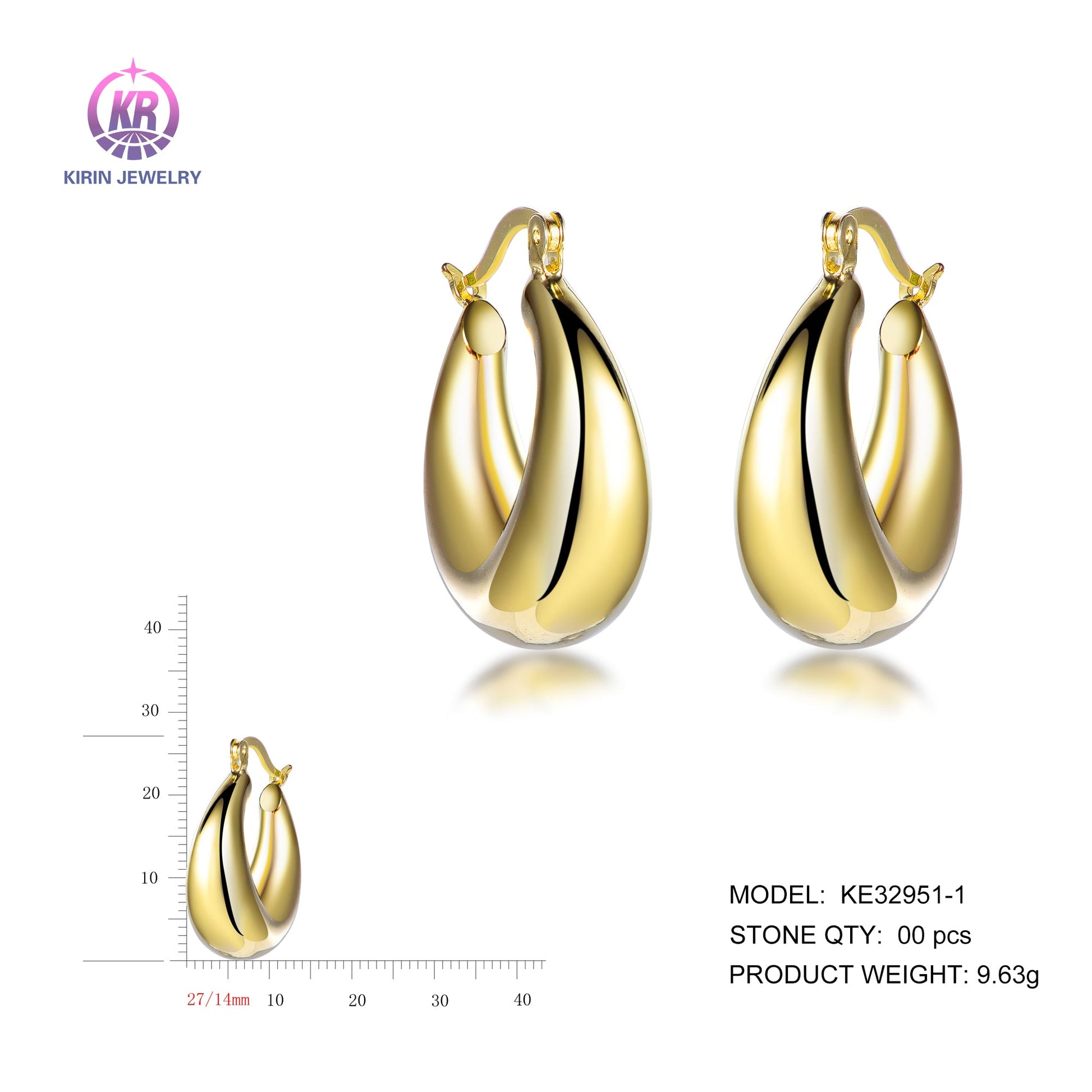 925 silver earrings with 14K gold plating KE32951-1 Kirin Jewelry