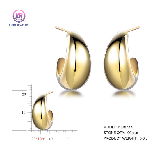 925 silver earrings with 14K gold plating KE32955 Kirin Jewelry