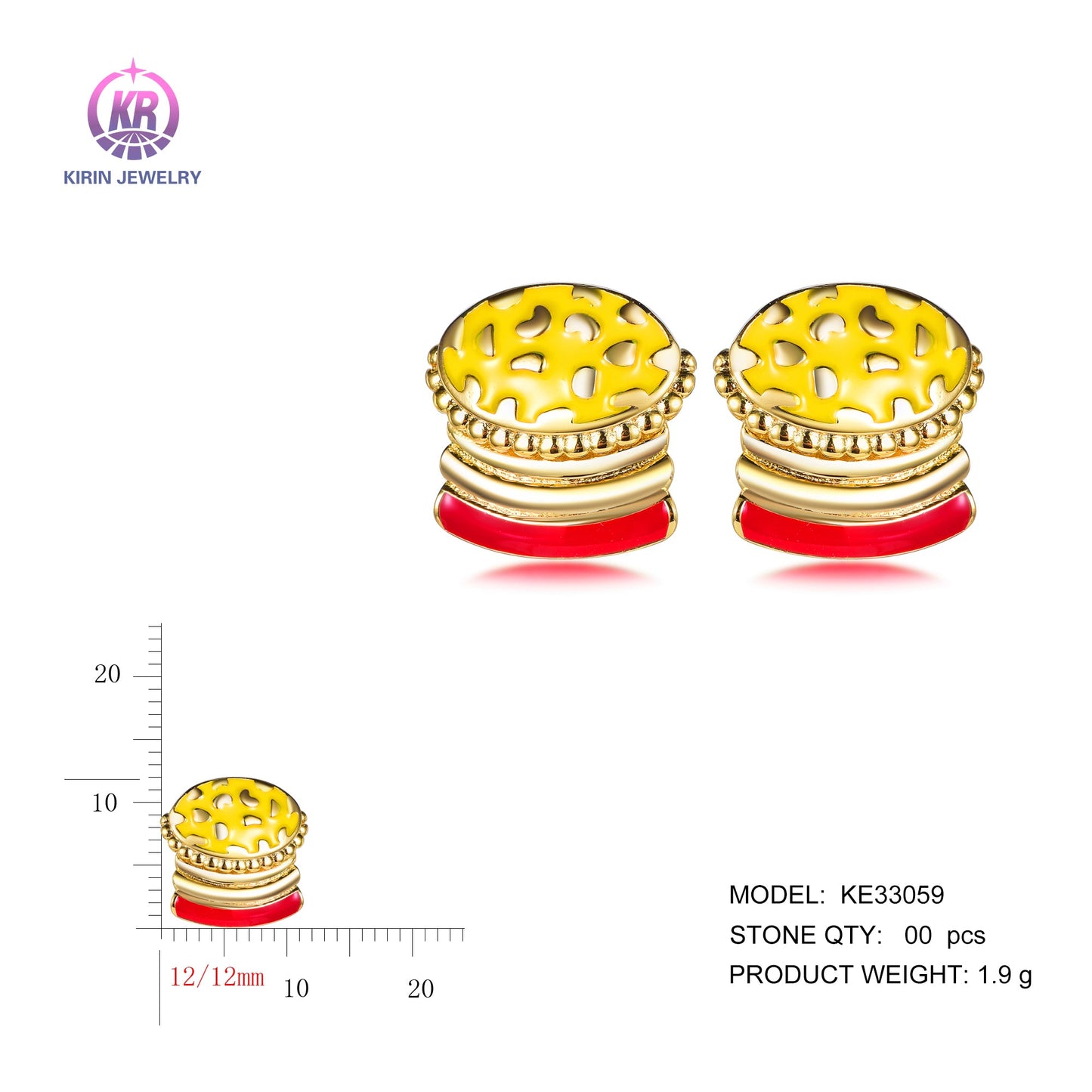 925 silver earrings with 14K gold plating KE33059 Kirin Jewelry