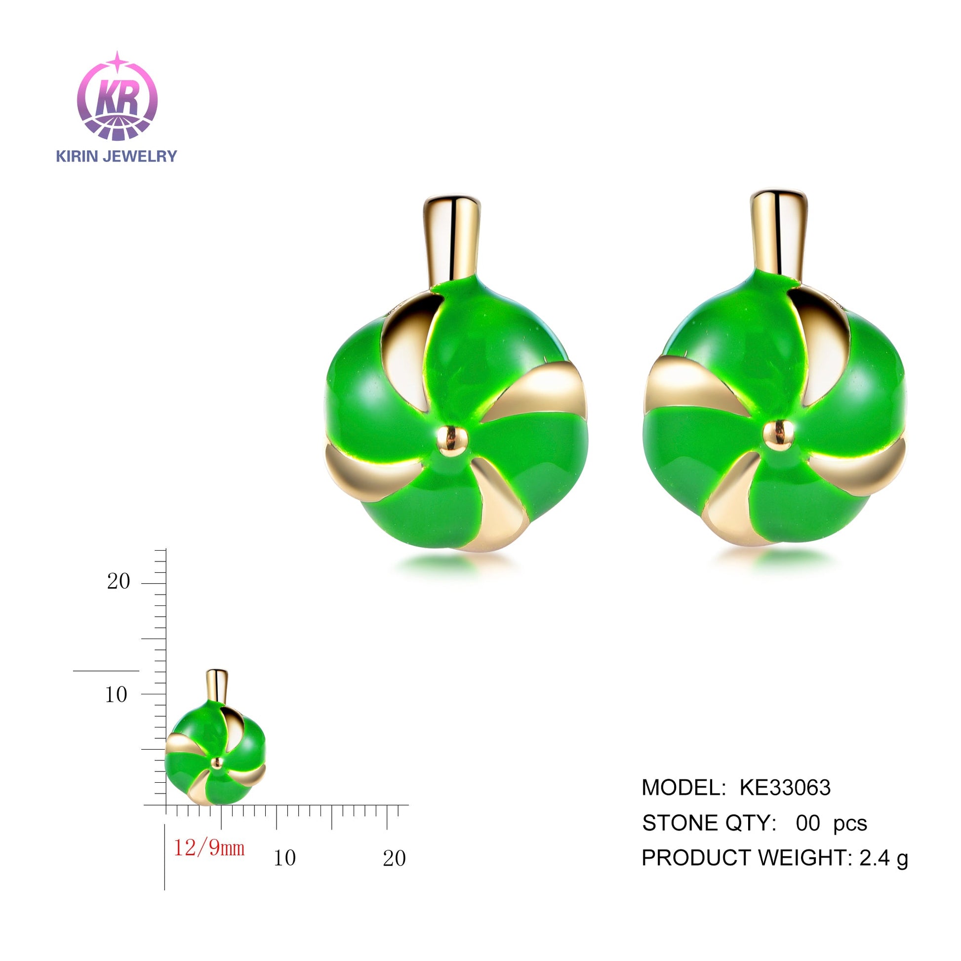 925 silver earrings with 14K gold plating KE33063 Kirin Jewelry