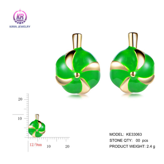 925 silver earrings with 14K gold plating KE33063 Kirin Jewelry