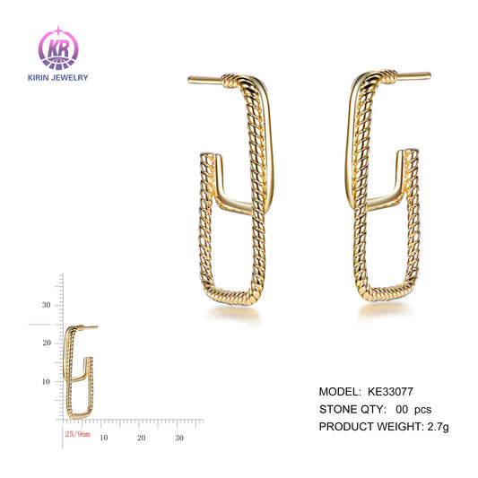 925 silver earrings with 14K gold plating KE33077 Kirin Jewelry