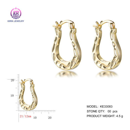 925 silver earrings with 14K gold plating KE33083 Kirin Jewelry