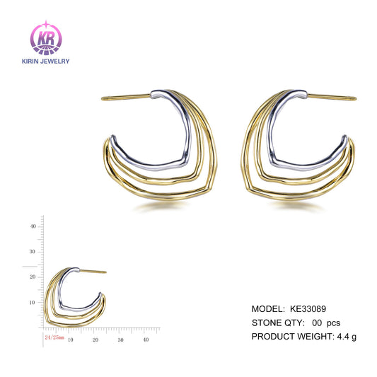 925 silver earrings with 14K gold plating KE33089 Kirin Jewelry