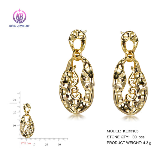 925 silver earrings with 14K gold plating KE33105 Kirin Jewelry