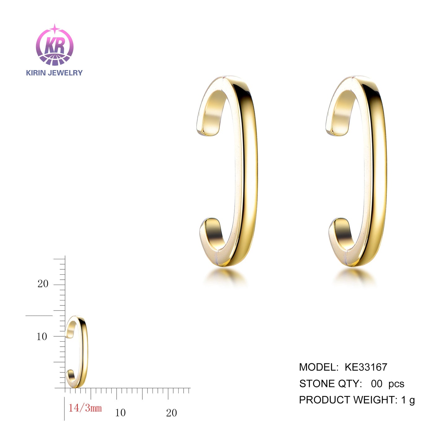 925 silver earrings with 14K gold plating KE33167 Kirin Jewelry