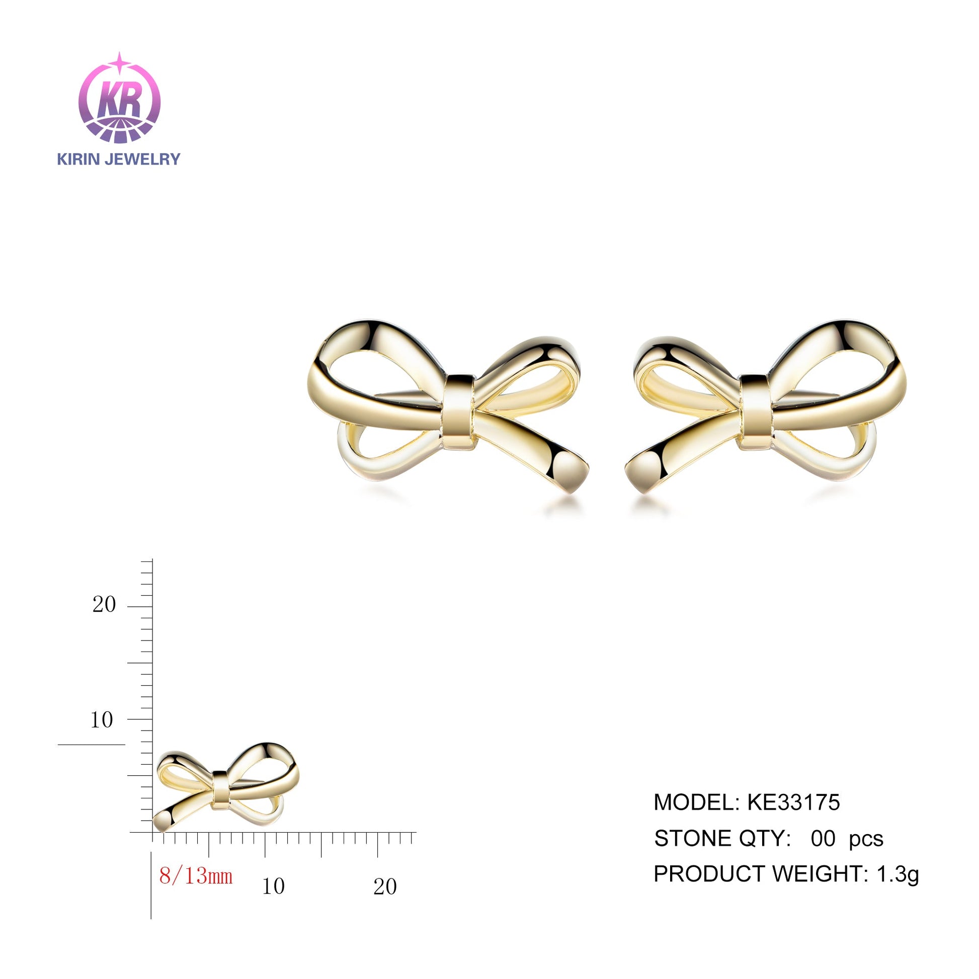 925 silver earrings with 14K gold plating KE33175 Kirin Jewelry