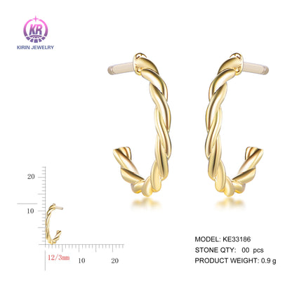 925 silver earrings with 14K gold plating KE33186 Kirin Jewelry