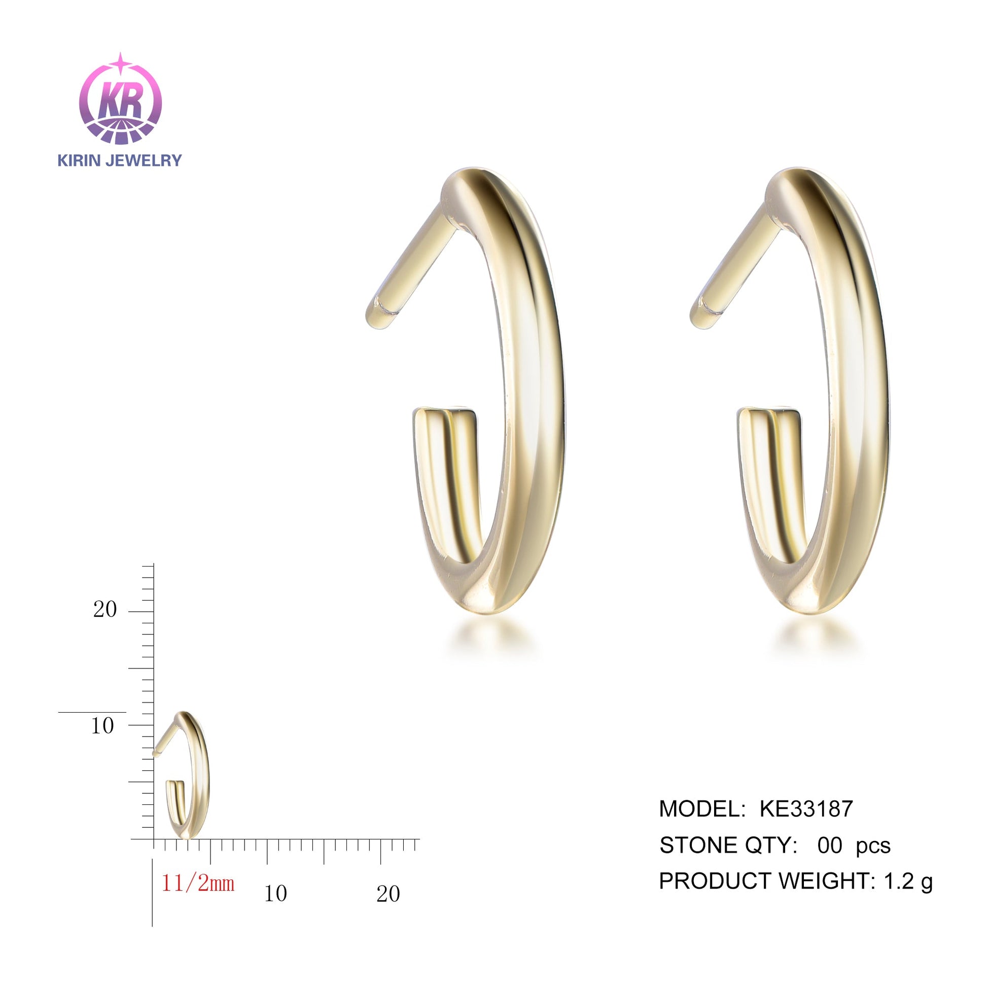 925 silver earrings with 14K gold plating KE33187 Kirin Jewelry