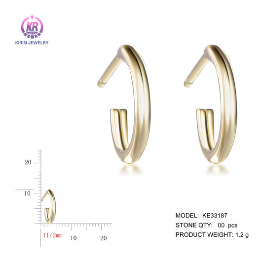 925 silver earrings with 14K gold plating KE33187 Kirin Jewelry