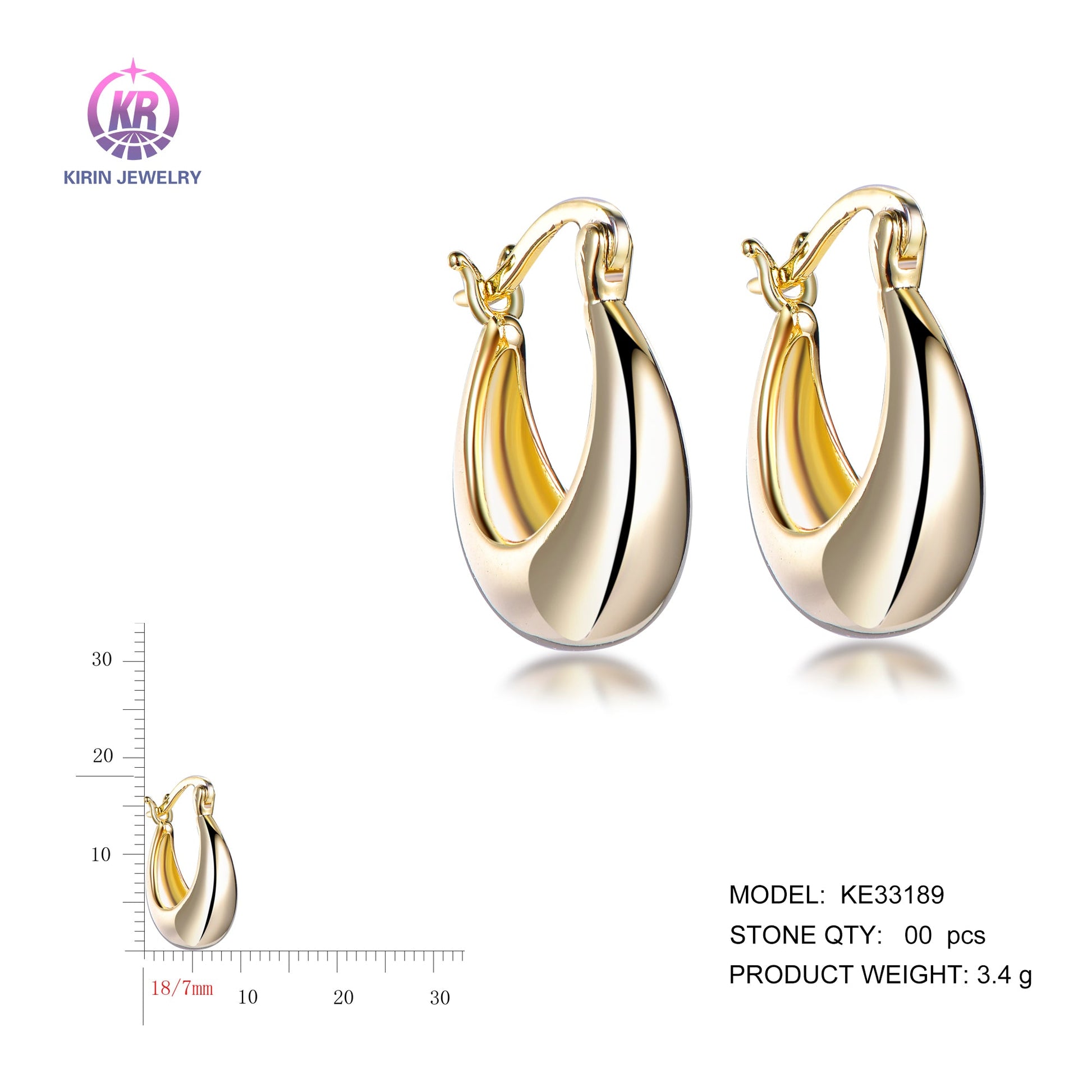 925 silver earrings with 14K gold plating KE33189 Kirin Jewelry