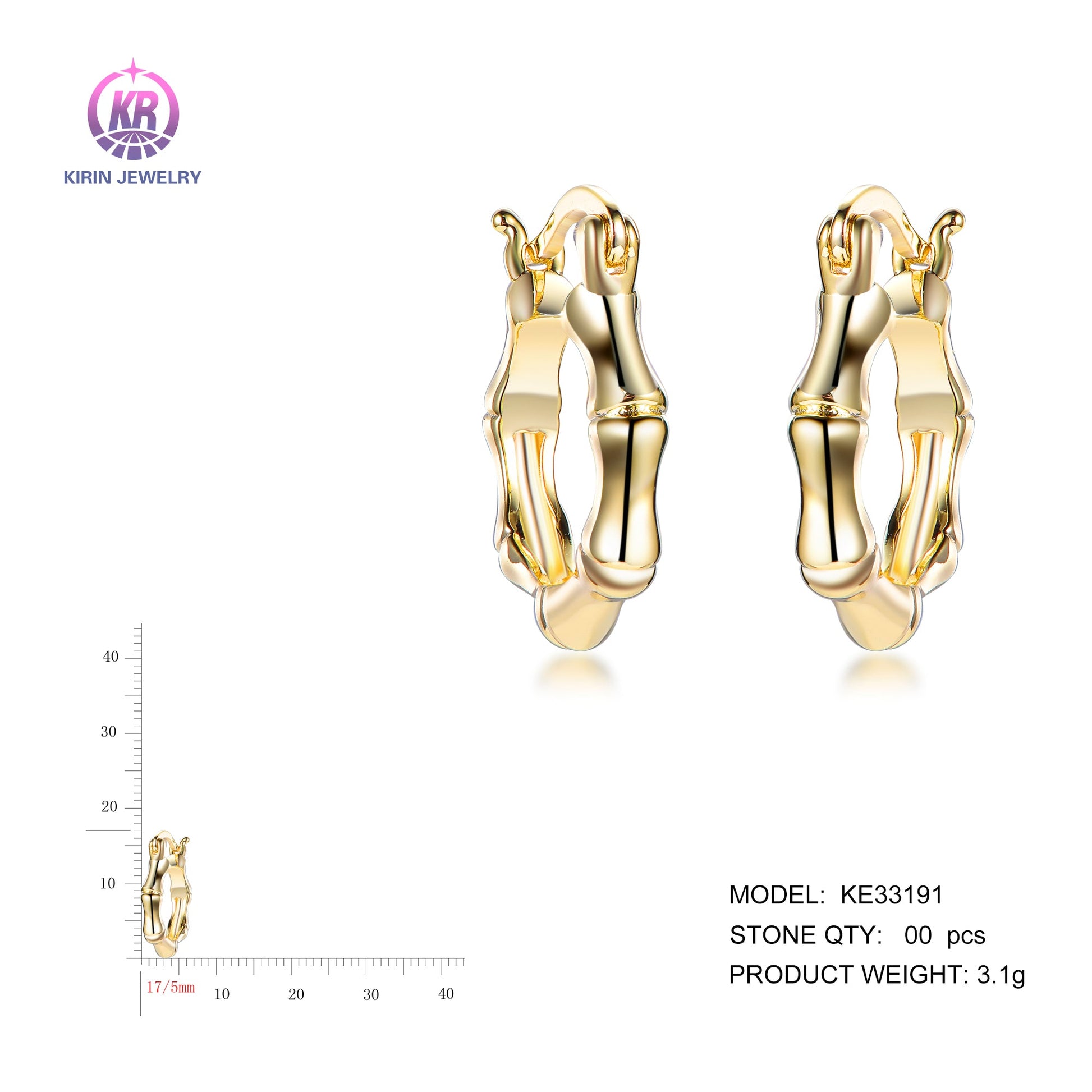 925 silver earrings with 14K gold plating KE33191 Kirin Jewelry