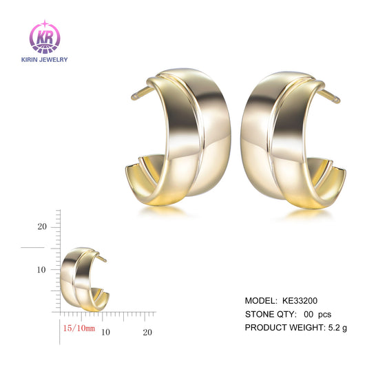 925 silver earrings with 14K gold plating KE33200 Kirin Jewelry