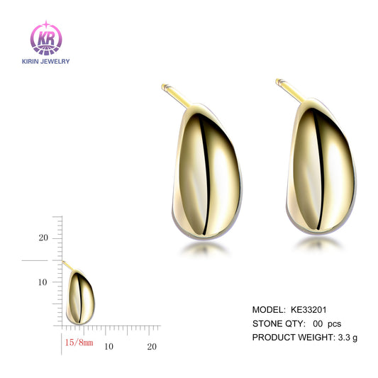 925 silver earrings with 14K gold plating KE33201 Kirin Jewelry