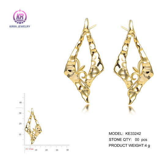 925 silver earrings with 14K gold plating KE33242 Kirin Jewelry