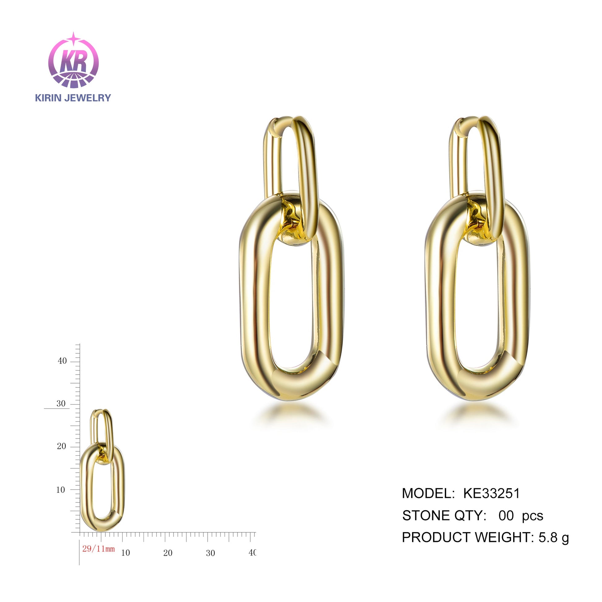 925 silver earrings with 14K gold plating KE33251 Kirin Jewelry