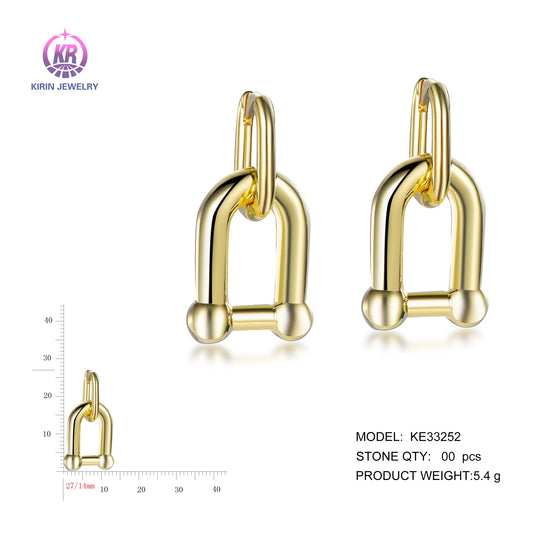 925 silver earrings with 14K gold plating KE33252 Kirin Jewelry