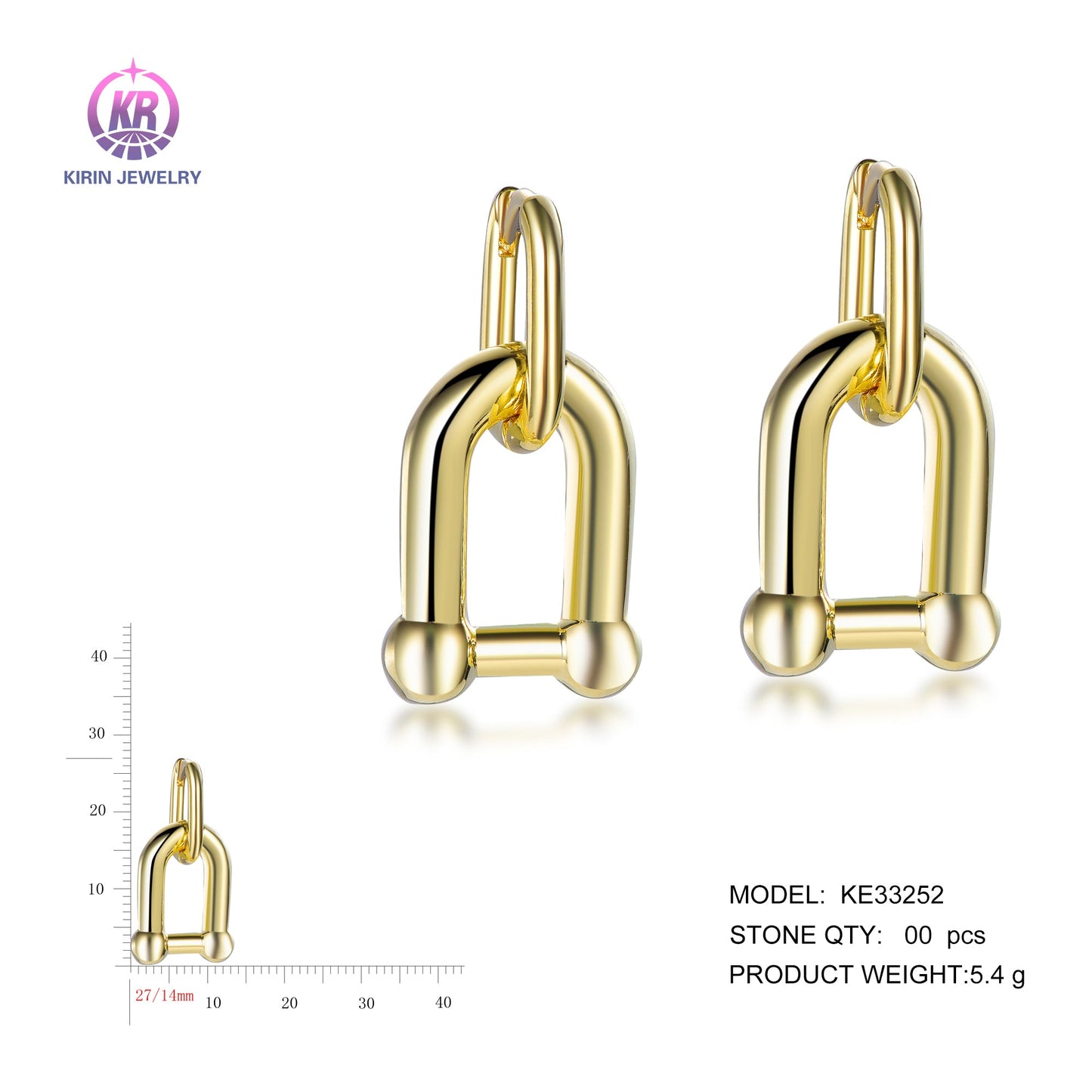 925 silver earrings with 14K gold plating KE33252 Kirin Jewelry