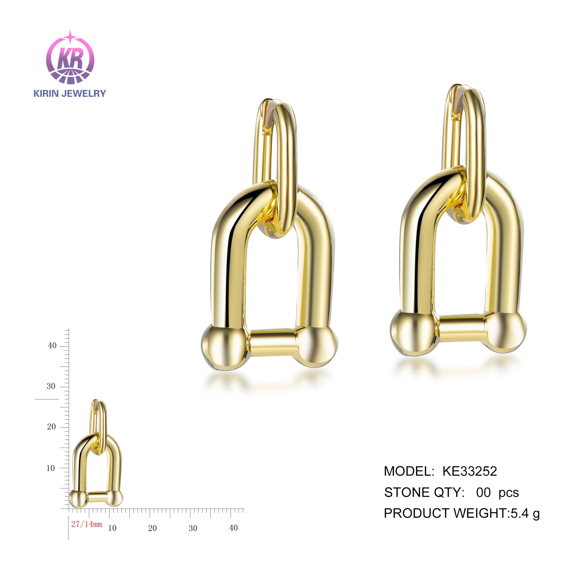 925 silver earrings with 14K gold plating KE33252 Kirin Jewelry