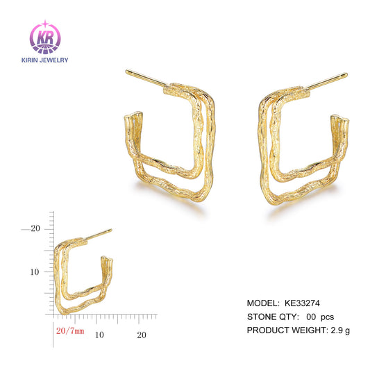 925 silver earrings with 14K gold plating KE33274 Kirin Jewelry