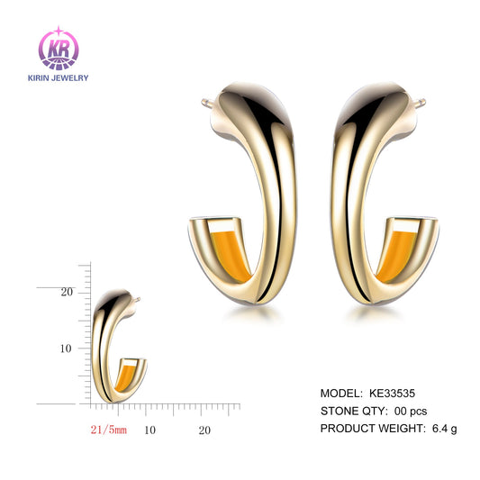 925 silver earrings with 14K gold plating KE33535 Kirin Jewelry