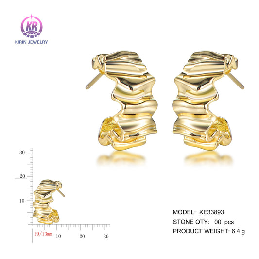 925 silver earrings with 14K gold plating KE33893 Kirin Jewelry