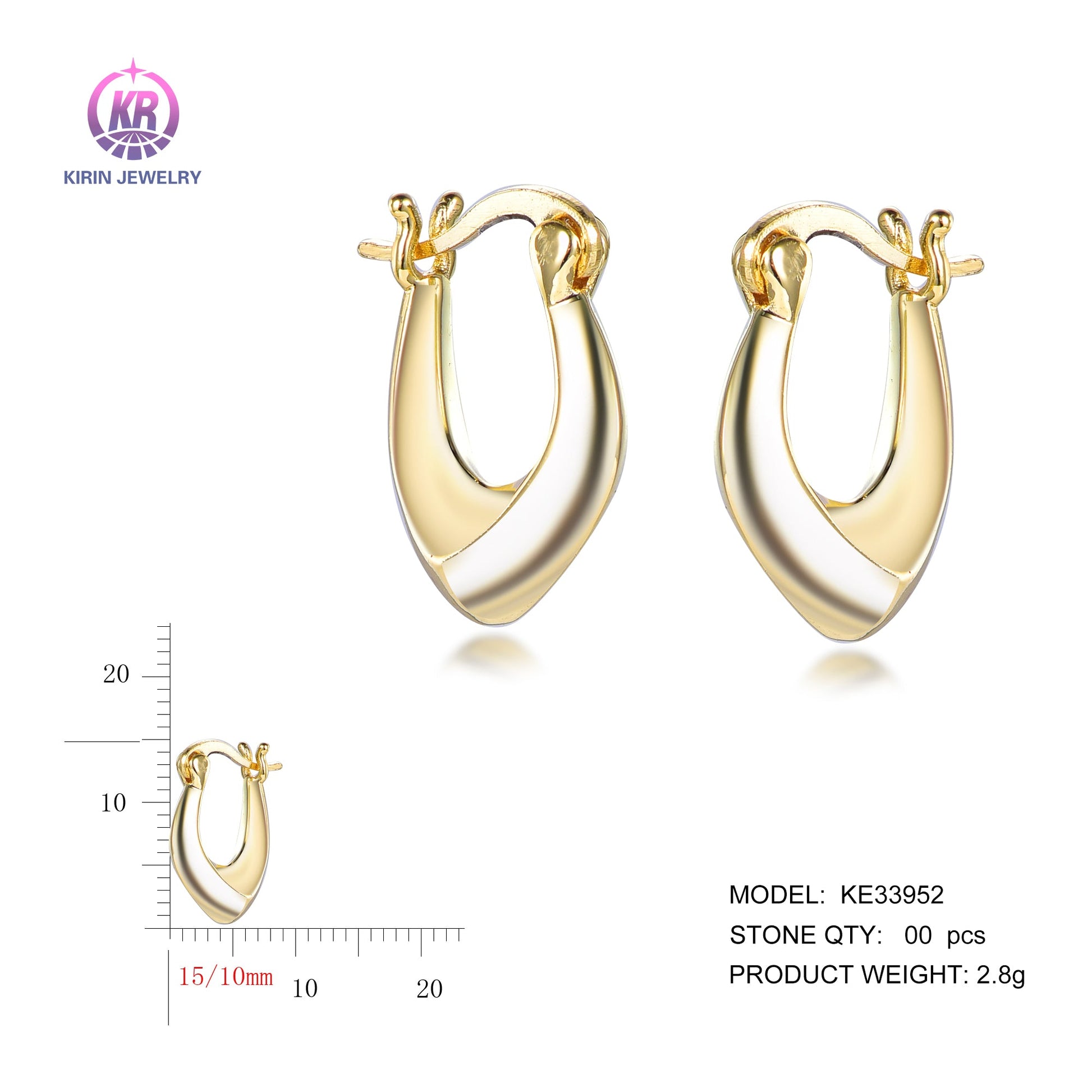 925 silver earrings with 14K gold plating KE33952 Kirin Jewelry