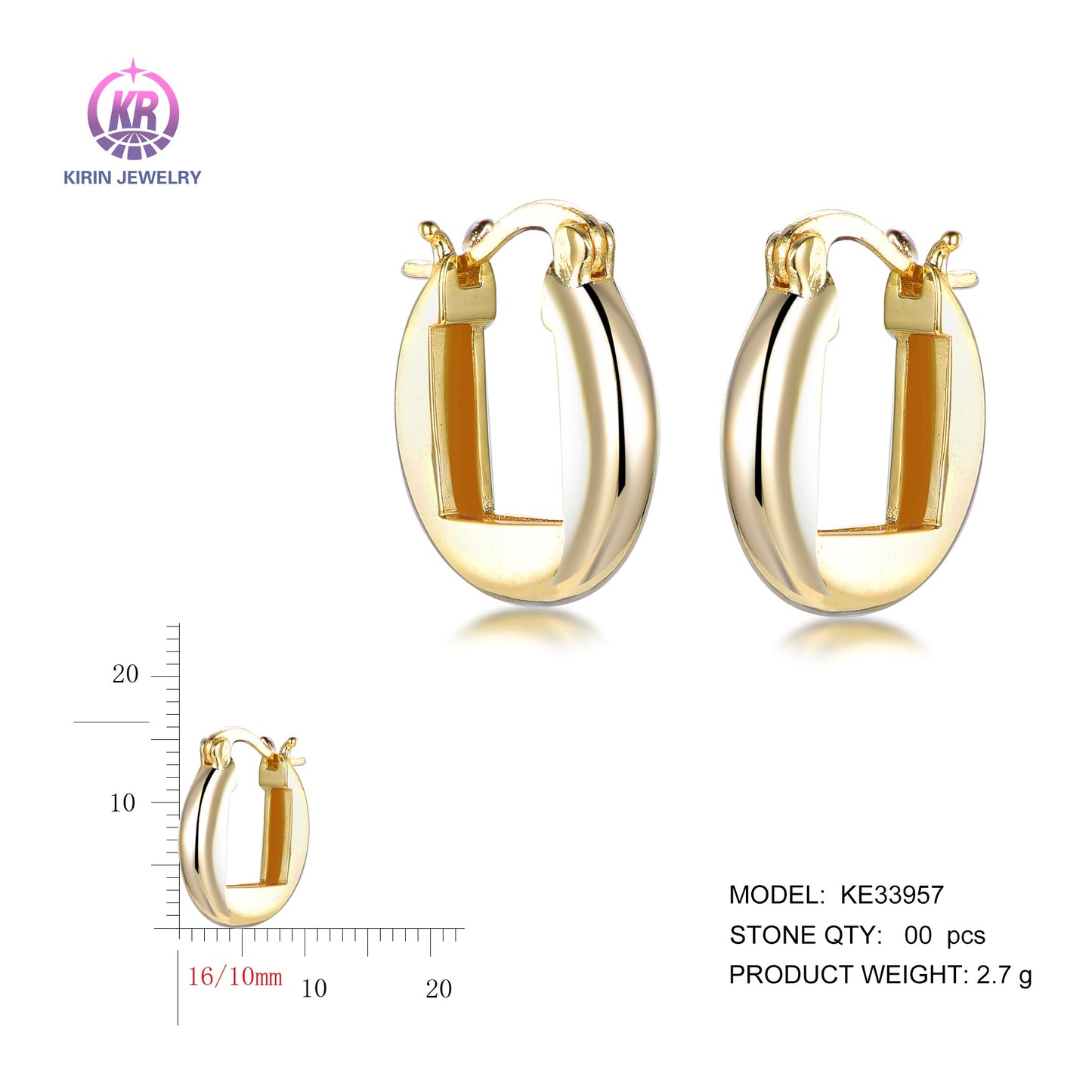 925 silver earrings with 14K gold plating KE33957 Kirin Jewelry