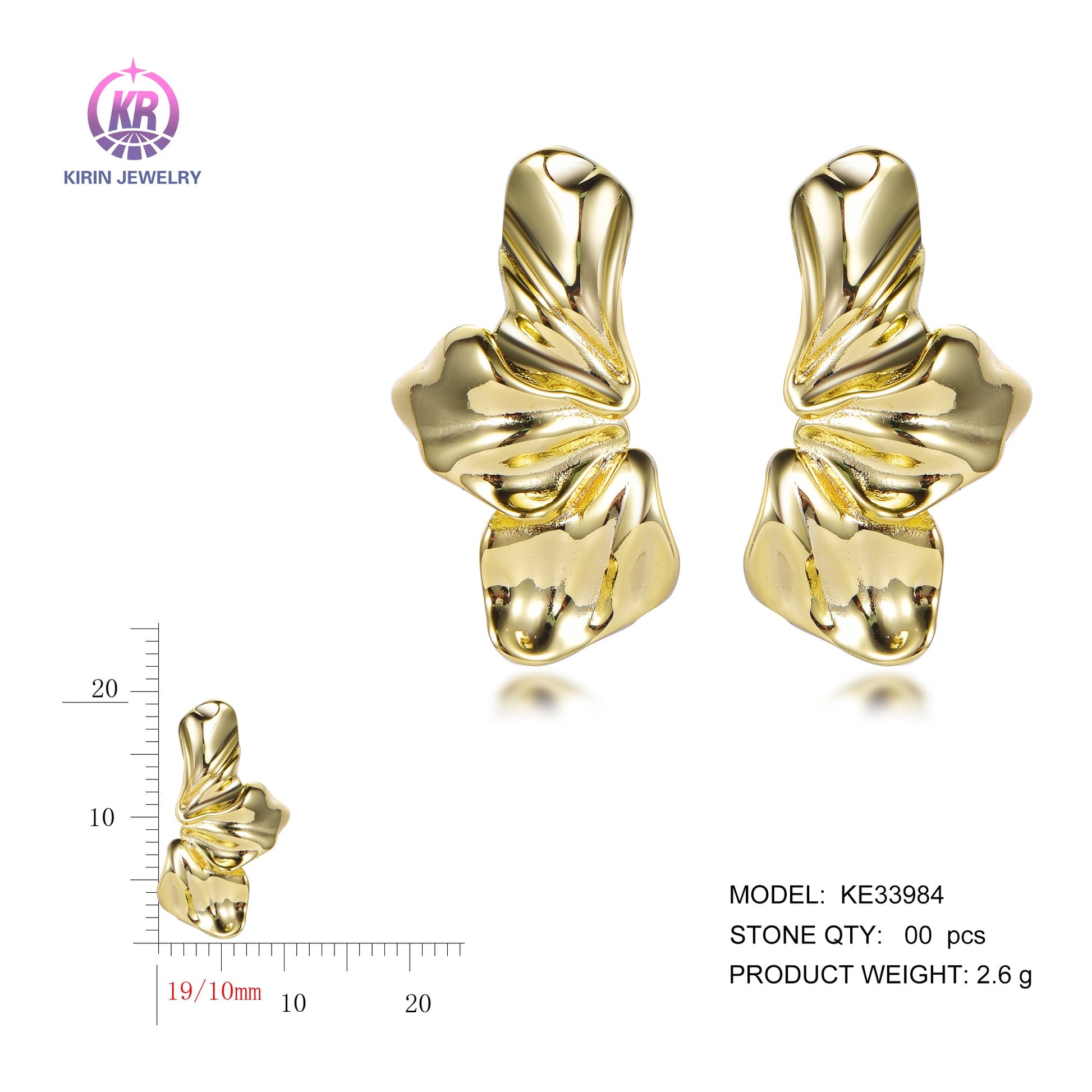 925 silver earrings with 14K gold plating KE33984 Kirin Jewelry