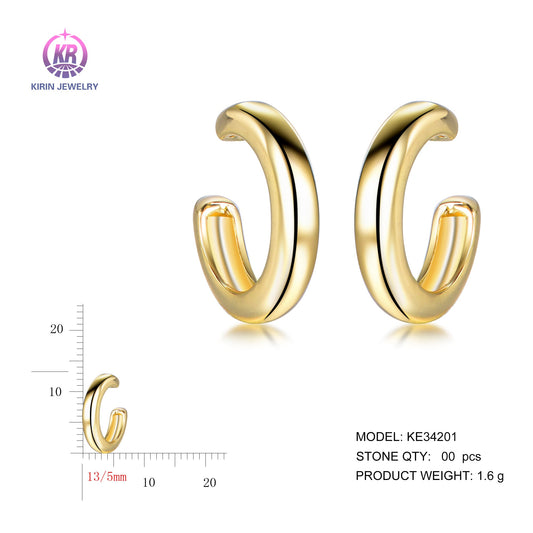 925 silver earrings with 14K gold plating KE34201 Kirin Jewelry