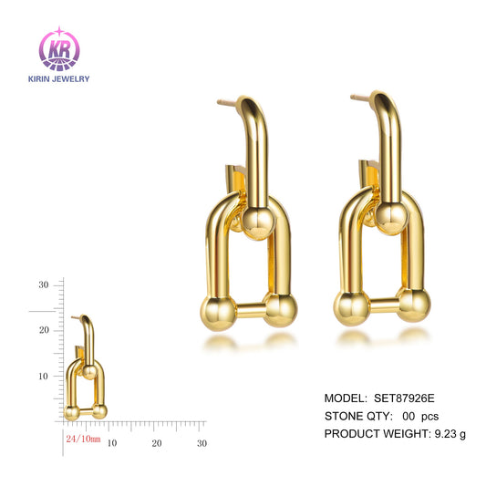 925 silver earrings with 14K gold plating SET87926E Kirin Jewelry