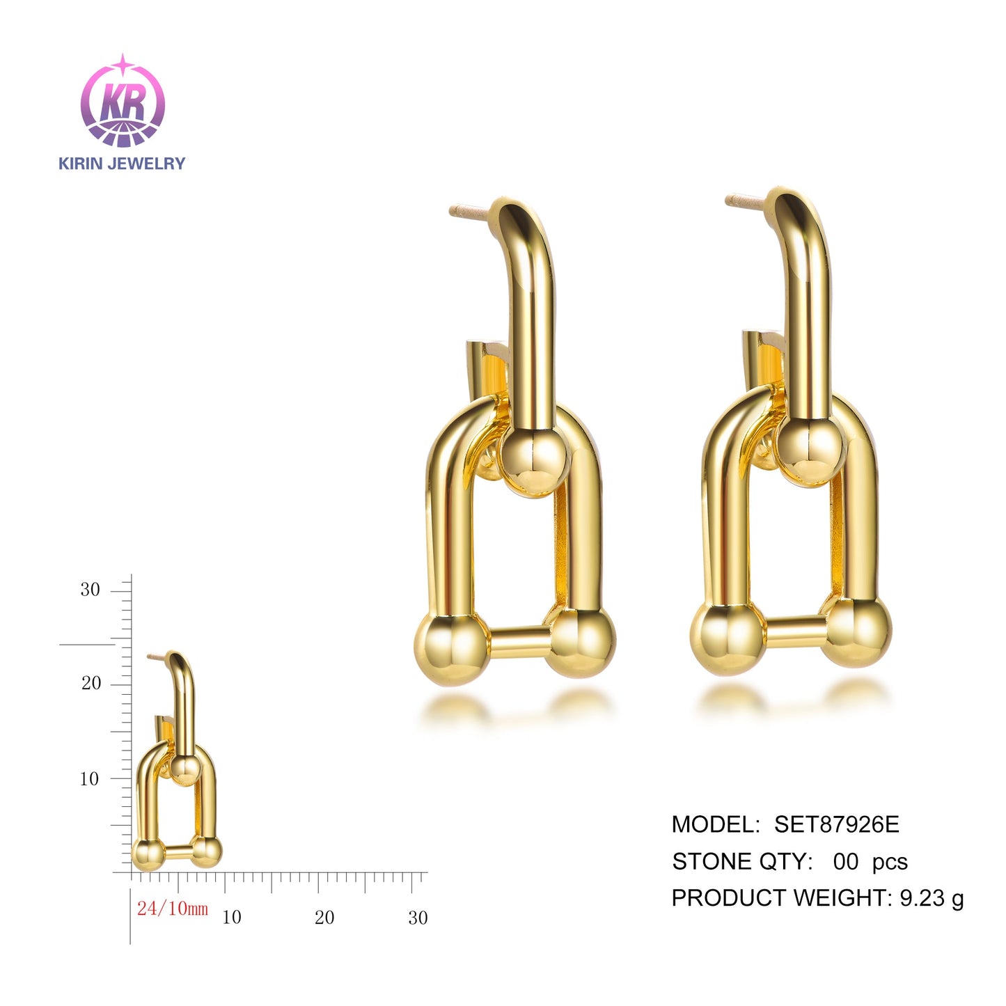 925 silver earrings with 14K gold plating SET87926E Kirin Jewelry