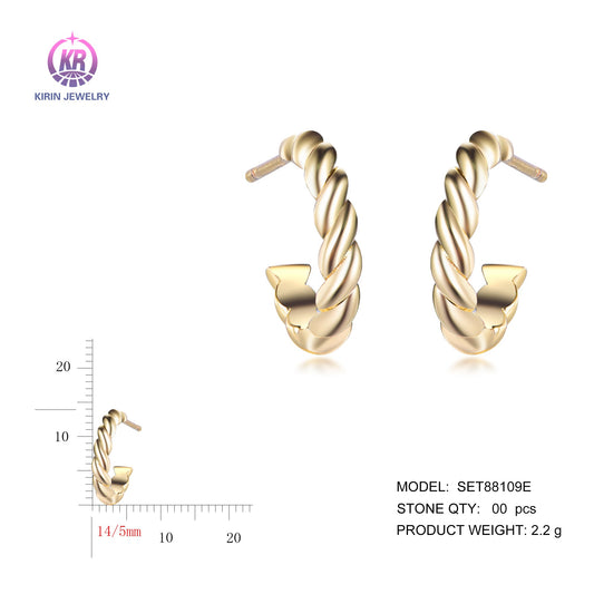 925 silver earrings with 14K gold plating SET88109E Kirin Jewelry