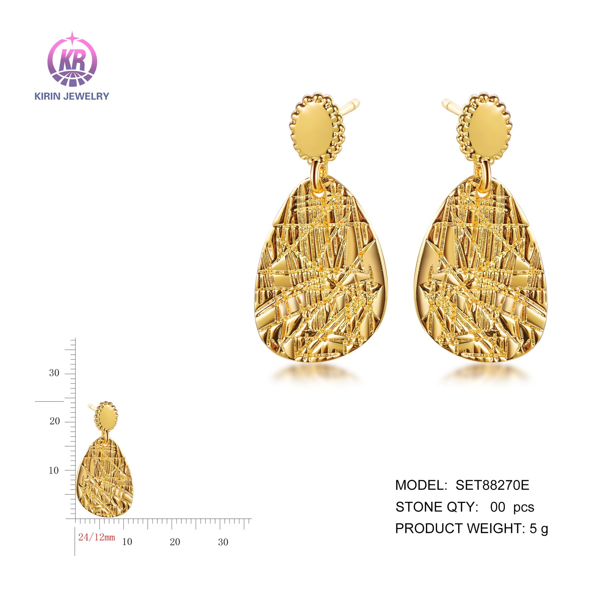 925 silver earrings with 14K gold plating SET88270E Kirin Jewelry