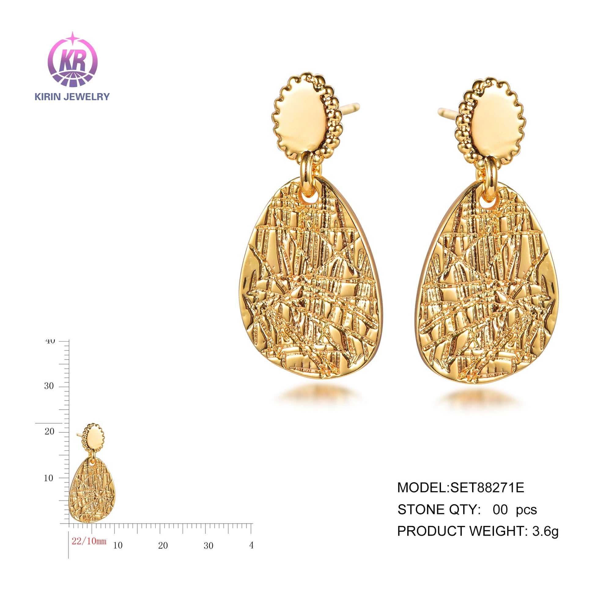 925 silver earrings with 14K gold plating SET88271E Kirin Jewelry