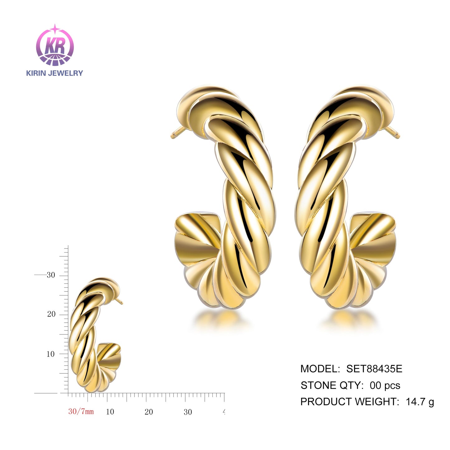 925 silver earrings with 14K gold plating SET88435E Kirin Jewelry