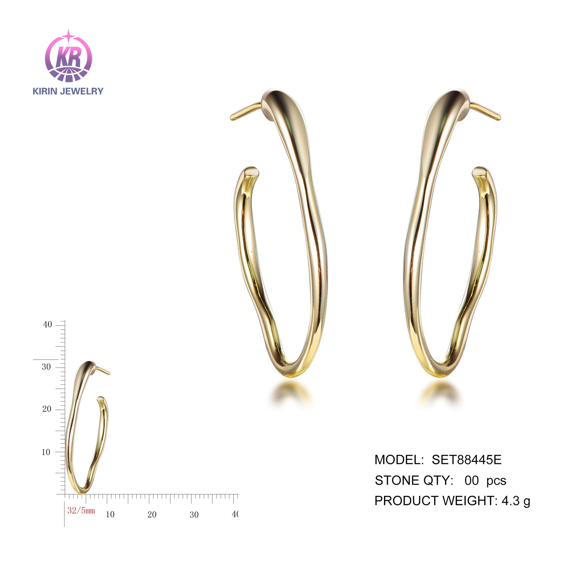 925 silver earrings with 14K gold plating SET88445E Kirin Jewelry