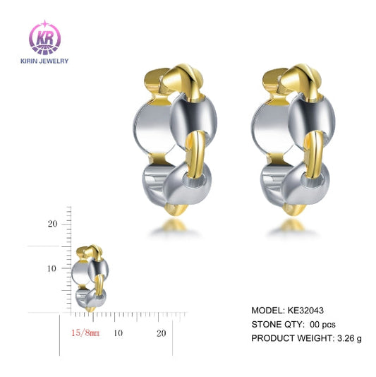 925 silver earrings with 14K gold plating/rhodium plating KE32043 Kirin Jewelry