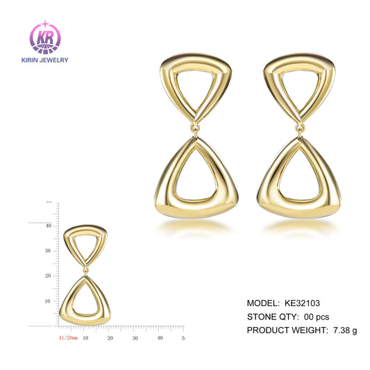 925 silver earrings with 14K gold plating/rhodium plating KE32103 Kirin Jewelry