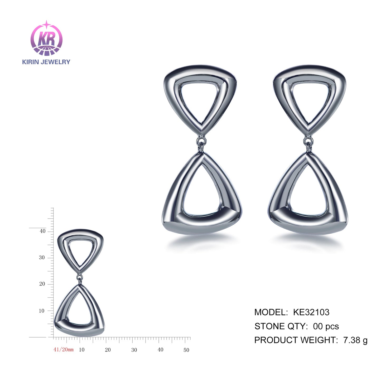 925 silver earrings with 14K gold plating/rhodium plating KE32103 Kirin Jewelry