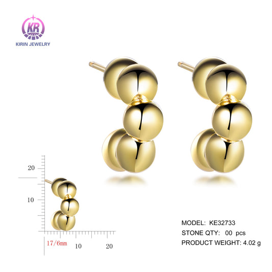 925 silver earrings with 14K gold plating / rhodium plating KE32733 Kirin Jewelry