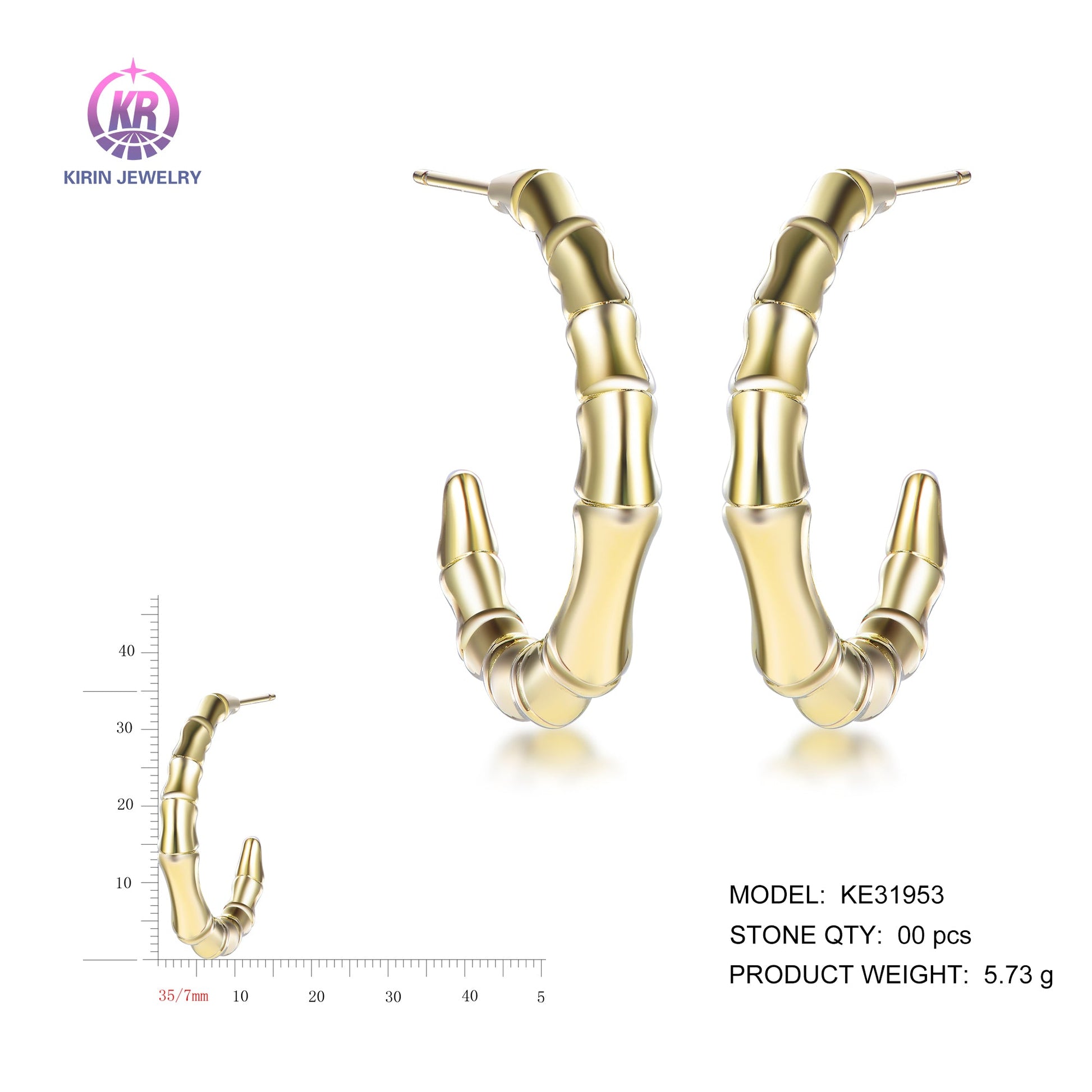 925 silver earrings with 14K gold plating rose gold plating CZ KE31953 Kirin Jewelry