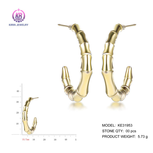 925 silver earrings with 14K gold plating rose gold plating CZ KE31953 Kirin Jewelry